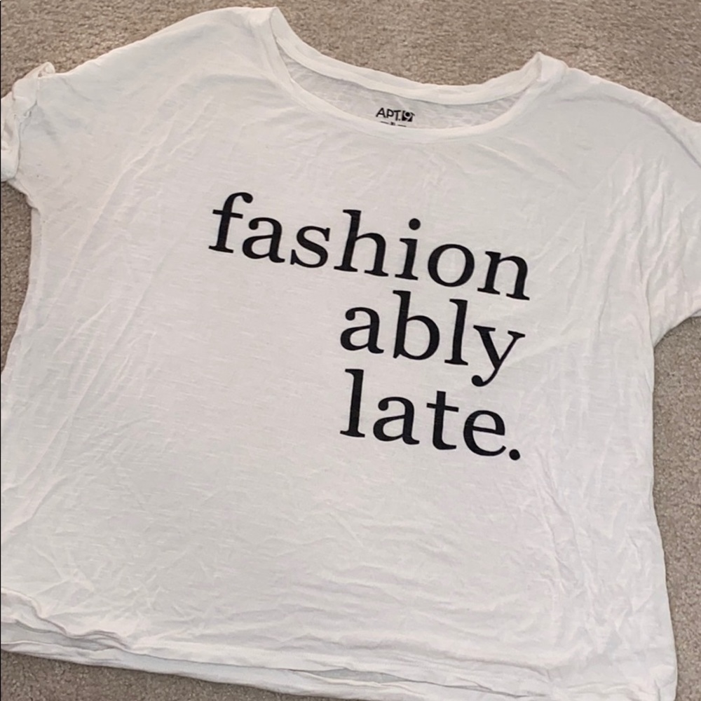 “fashionably late” crop top!